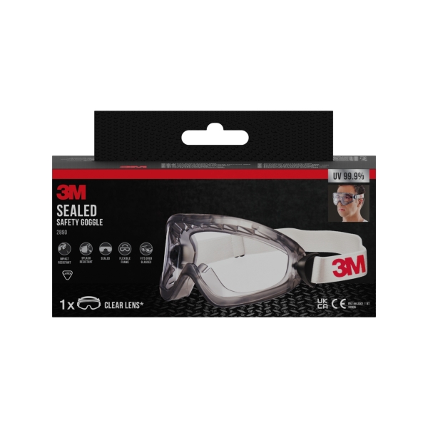 3M Gafas de Seguridad - Uso Compatible con Gafas Graduadas - Lente Incolora - Antivaho - Antirrayaduras - Sellado Facial - Proteccion UV - Color Transparente
