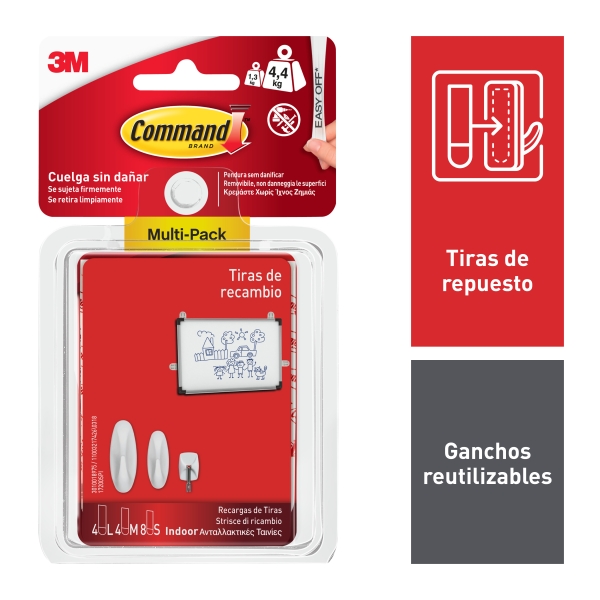 Command Tiras Adhesivas de Repuesto - Formatos Surtidos - Soporta hasta 4.4kg - Color Transparente