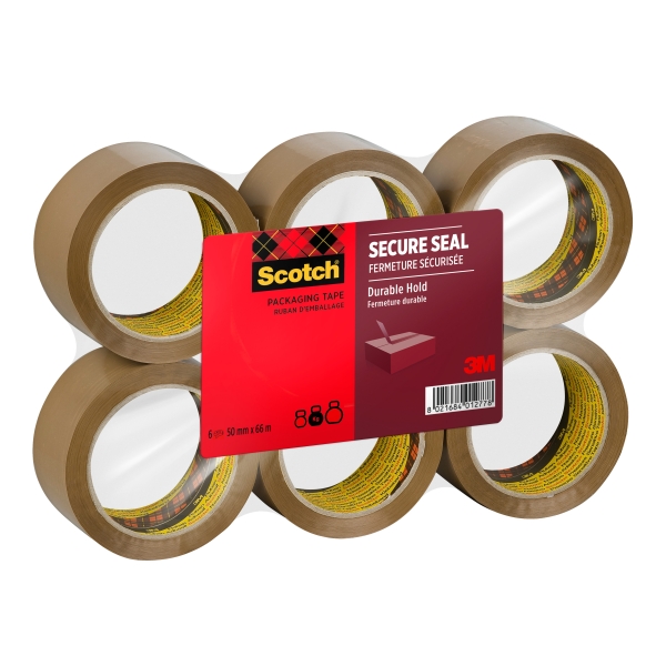 Scotch Pack de 6 Precintos de Embalaje - 50mm x 66m - Sellado Seguro - Color Marron