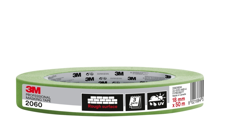 3M Cinta de Enmascarar Profesional para Superficies Rugosas - 18mm x 50m - Color Verde