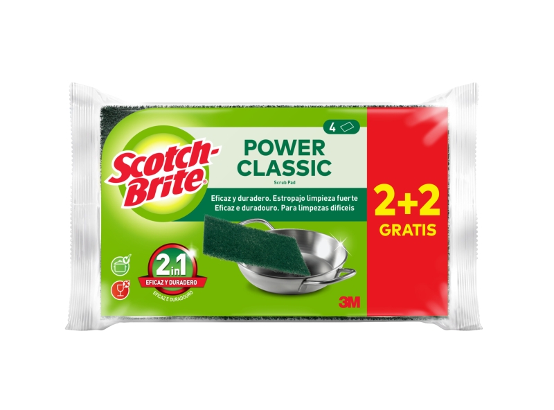 Scotch-Brite Classic Pack de 4 Estropajos de Cocina - Promocion 2 + 2 Gratis - Color Verde Oscuro