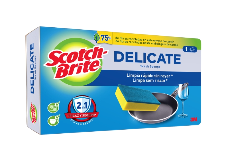 Scotch-Brite Delicate Estropajo de Cocina - No Raya - Color Amarillo