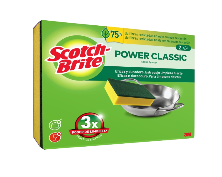 Scotch-Brite Classic Pack de 2 Estropajos de Cocina - Color Amarillo