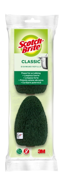 Scotch-Brite Recambios de Pack de 2 Estropajos con Mango para Tareas Dificiles - Color Verde Oscuro