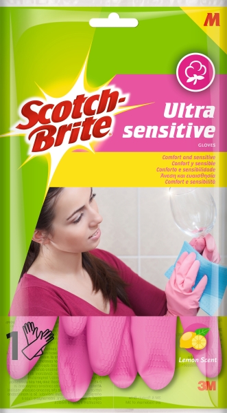 Scotch-Brite Ultra-Sensitive Guantes Multiuso - Talla Mediana - Perfumados - Color Rosa