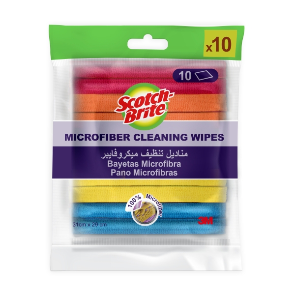Scotch-Brite Pack de 10 Bayetas de Microfibra Multiusos - 31x29cm - Colores Surtidos