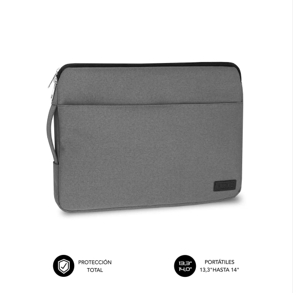 Subblim Funda Urban Portátil de 13.3" a 14" - Proteccion Elegante y Funcional - Tela de Poliester 600D - Interior Acolchado de Foam - Color Gris