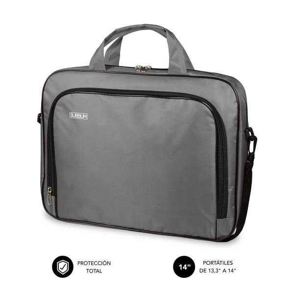 Subblim Estuche Oxford Portátil 13.3" a 14" - Protección reforzada - Correas Ajustables -  Bolsillo Exterior - Color Gris