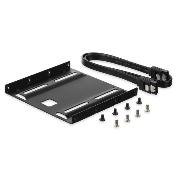 Ewent Pack Adaptador de Montaje para Disco Duro HDD/SSD de 2.5" en Ranura de 3.5" - Incluye Cable SATA de 50cm - Metal Resistente - Incluye Tornillos - Color Negro