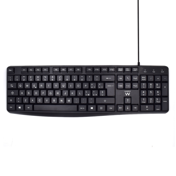 Ewent Teclado con Cable USB - Disposicion Italiana QWERTY IT - Cable de 1.35m - Teclas de Bajo Perfil y Silenciosas - Color Negro