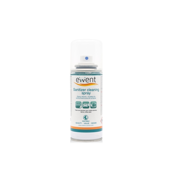 Ewent Spray Desinfectante para Superficies - 100ml - Formula con Detergente - Antiolores - Color Transparente