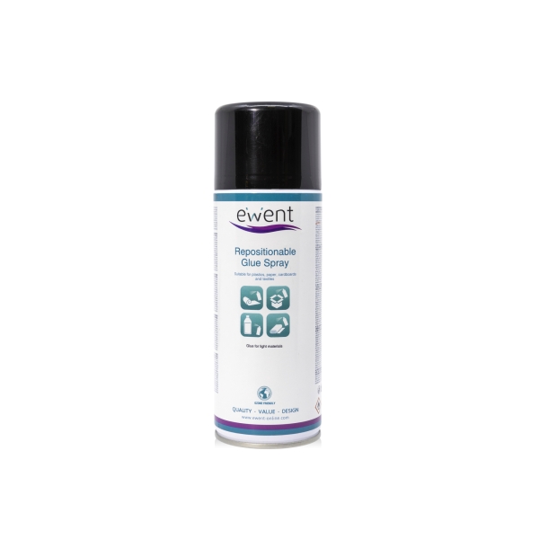 Ewent Spray de Pegamento Reposicionable - Secado Rapido - 395gr - Color Transparente