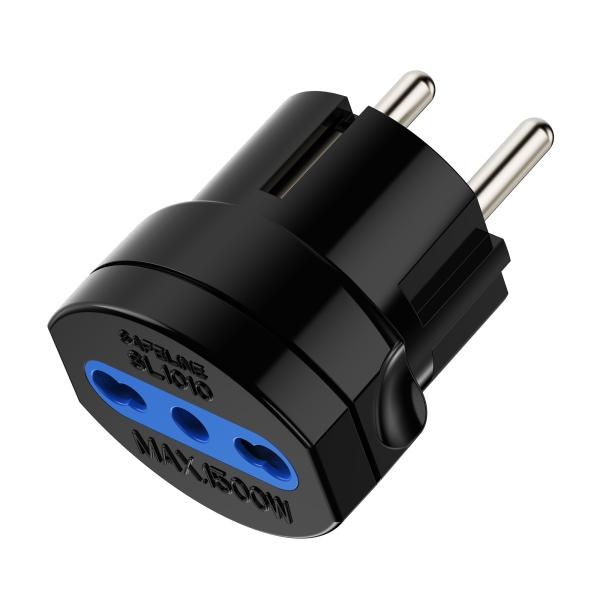 Ewent Adaptador de Viaje Schuko 16A - Hembra Tipo L - Color Negro