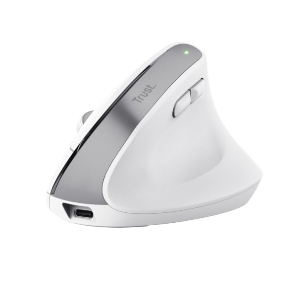 Trust Ergo BayoII+ Teclado Inalambrico - Sensor Optico Ajustable Entre 800 y 2400 DPI - 6 Botones - Notificaciones LED - Multidispositivo - Color Blanco