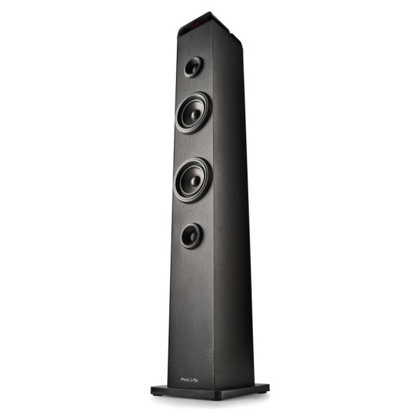 NGS Sky Charm Pro Torre de Sonido Bluetooth 80W - USB, Radio FM, Aux In y Entrada Optica - Funcion Broadcasting - Madera de Alta Calidad - Color Negro