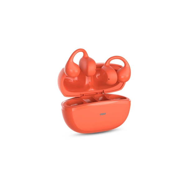 SPC Boost Clip Auriculares Inalambricos True Wireless - Diseño Open Ear - Cancelacion de Ruido - Control Tactil - Google Fast Pair - Color Rojo