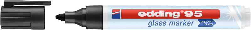 Edding 95 Rotulador para Cristal - Punta Redonda - Trazo entre 1.5 y 3mm - Borrado en Seco - Color Negro