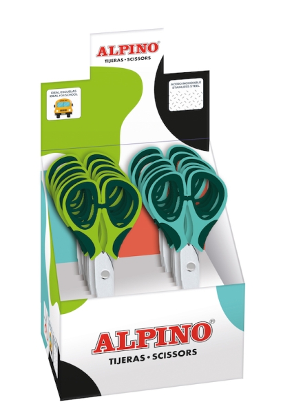 Alpino Colorfull Tijera Escolar 13cm - Acero Inoxidable - Punta Roma - Colores Surtidos