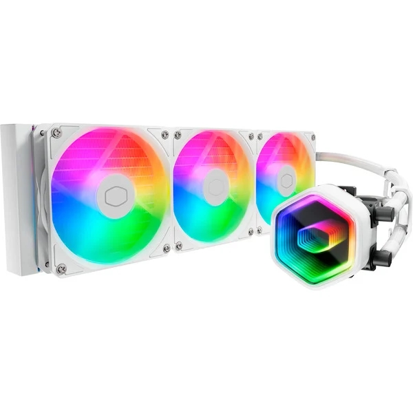 Cooler Master MasterLiquid 360 Core II 360mm ARGB Liquid CPU Cooler, Dual Chamber Pump w/ Infinity Mirror, White
