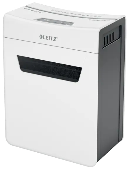 Leitz IQ Protect Premium 8X Destructora de Papel Manual Corte en Particulas P-4 - Destruye hasta 8 Hojas - Ultrasilenciosa - Papelera de 14L - Color Blanco/Gris