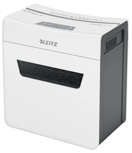 Leitz IQ Protect Premium 3M Destructora de Papel Manual Micro Corte P-5 - Destruye hasta 3 Hojas - Ultrasilenciosa - Papelera de 10L - Color Blanco/Gris