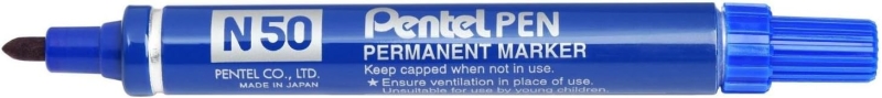 Pentel Pen N50 Rotulador Permanente - Punta de 4.3mm - Resistente a Agua y Luz - Color Azul