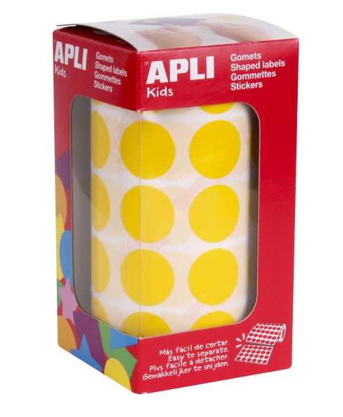 Agipa Apli Kids Sticker Creative "Rund", on Roll, Yellow Made di carta, non staccabile, 59 fogli, 30 adesivi per foglio - 1 pez