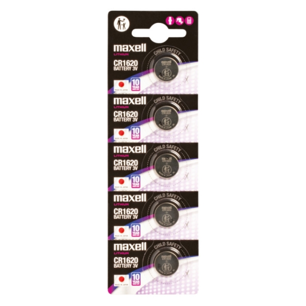 Maxell Lithium CR1620 Pack de 5 Pilas 3V