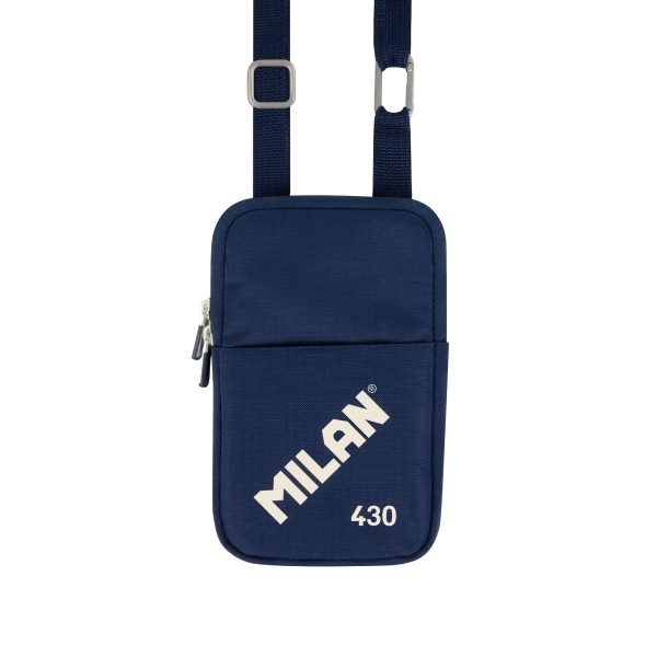 Milan Coleccion 430 Bolso Pequeño Bandolera - Tamaño Bolso 19x2.3x12.8cm - Cierre de Cremallera - Mosqueton de Aluminio - Color Azul Marino