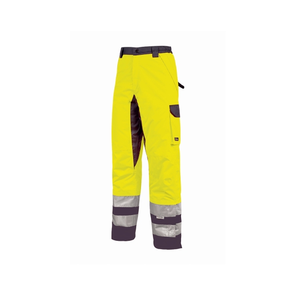 Upower Subu Pantalones Impermeables y Transpirables - Talla L - Bolsillos Multifuncionales, Rodillas Reforzadas, Cintura Elastica, Proteccion DPI2, Visibilidad Mejorada - Color Amarillo Fluorescente