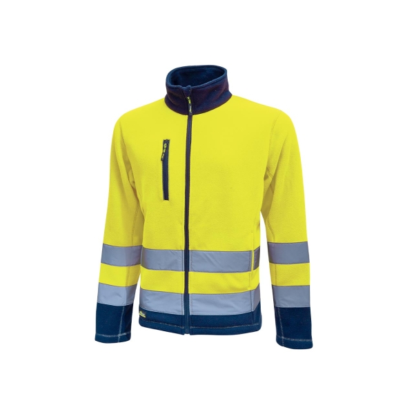 Upower Boing Chaqueta Polar con Cremallera Completa - Talla S - Bolsillos Inferiores y para Movil, Detalles Reflectantes, Proteccion DPI2, Certificacion CE - Color Amarillo Fluorescente