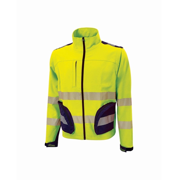 Upower Bea Cazadora de Trabajo Alta Visibilidad - Talla 3XL - Mangas Separables, Bolsillos Funcionales, Bandas Reflectantes Termoselladas, Ajuste con Velcro, Proteccion DPI2 - Color Amarillo Fluorescente