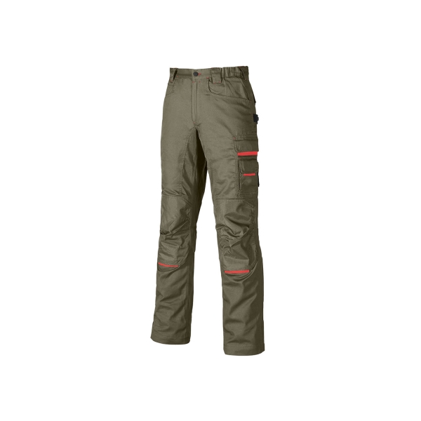 Upower Nimble Pantalon de Trabajo Confortable - Talla 54 - Multiples Bolsillos, Detalles Reforzados, Cintura Elastica, Proteccion DPI1, Costuras Triples, Porta-Tarjetas, Portaherramientas - Color Arena