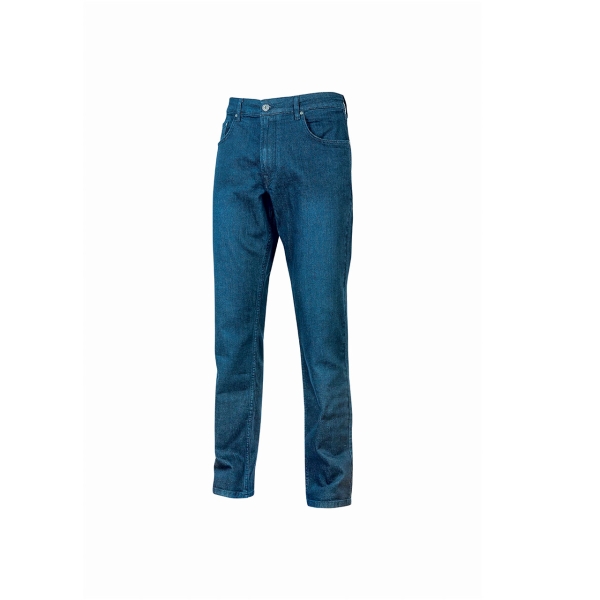 Upower Romeo Vaqueros de Trabajo - Talla 32 - Tejido Elastico, Multibolsillos, Ajuste Slim Fit, Proteccion DPI1 - Color Azul Indigo