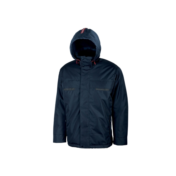 Upower Snow Chaqueta Funcional con Multiples Bolsillos - Talla 3XL - Capucha Ajustable, Detalles Reflectantes, Tejido de Refuerzo, Proteccion DPI1 - Color Azul Marino