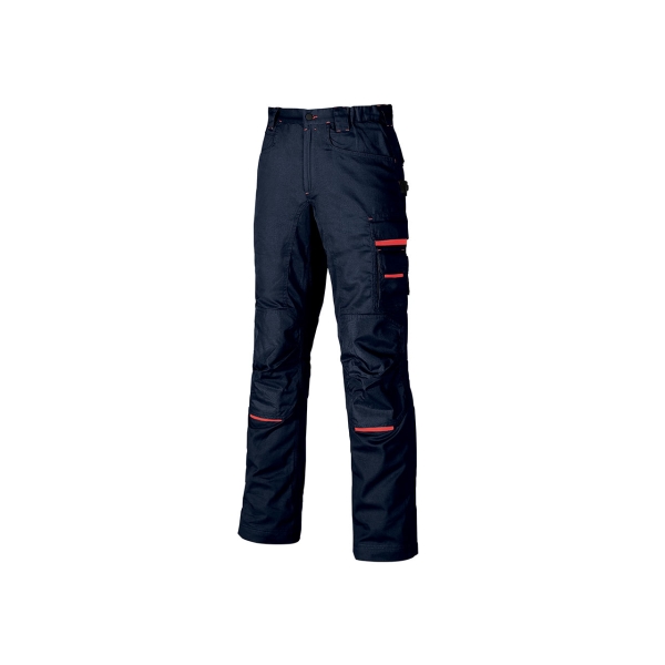 Upower Nimble Pantalon de Trabajo Confortable - Talla 62 - Multiples Bolsillos, Detalles Reforzados, Cintura Elastica, Proteccion DPI1, Costuras Triples, Porta-Tarjetas, Portaherramientas - Color Azul Marino