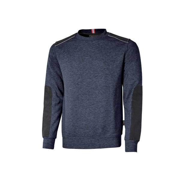 Upower Ryke Sudadera Cepillada Cuello Redondo - Talla 4XL - Bolsillo Antebrazo, Refuerzos Antidesgaste, Elementos Reflectantes, Proteccion DPI1 - Color Azul Marino