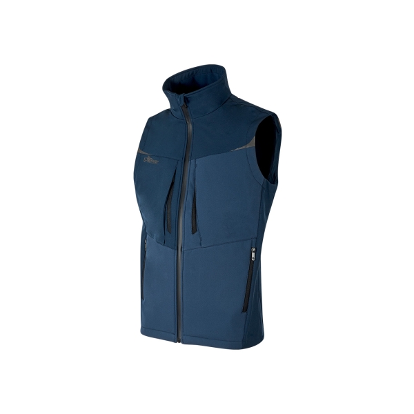 Upower Brio Chaleco de Trabajo Softshell - Talla XS - Repelente al Agua, Interior de Microfleece, Tecnologia de Grafeno, Multiples Bolsillos, Detalles Reflectantes, Cremallera Waterproof - Color Azul Marino