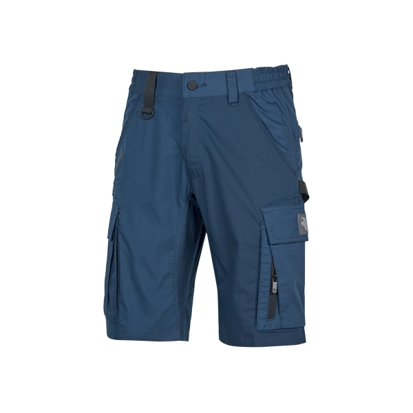 Upower Solaris Bermudas Cargo Funcionales - Talla 4XL - Tejido Ripstop Elastico, Multibolsillos, Detalles Reflectantes, Proteccion Lumbar, Cierre Antirayaduras, Porta Identificacion Oculto - Color Azul Marino