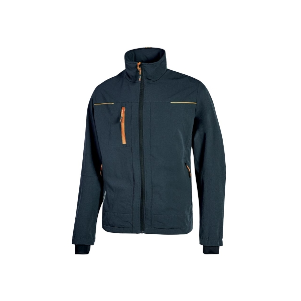 Upower Pluton Chaqueta de Tela Resistente - Talla 2XL - Suave, Repelente al Agua, Transpirable, Secado Rapido, Bolsillos Practicos, Capuchon Retractil, Puños a Prueba de Viento, Proteccion DPI1 - Color Azul Marino