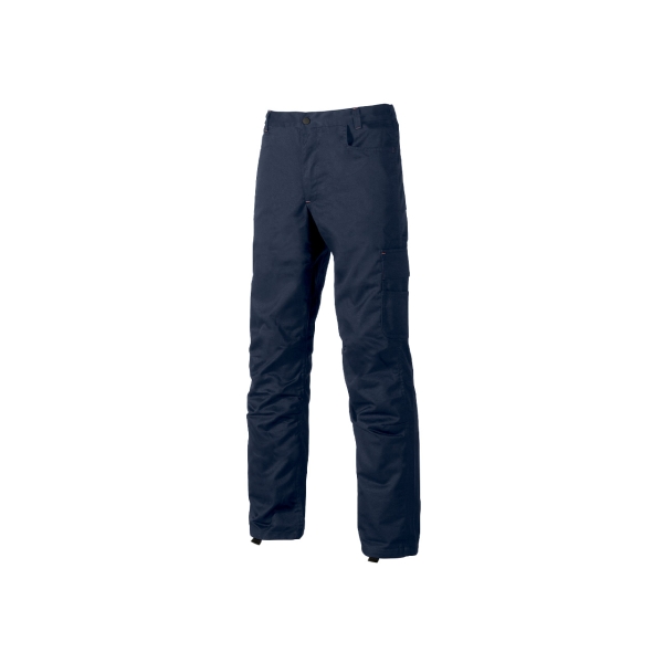 Upower Alfa Pantalon de Trabajo Funcional - Talla 52 - Multiples Bolsillos, Porta Martillo, Bolsillos para Rodilleras, Cintura Elastica, Proteccion DPI1 - Color Azul Marino