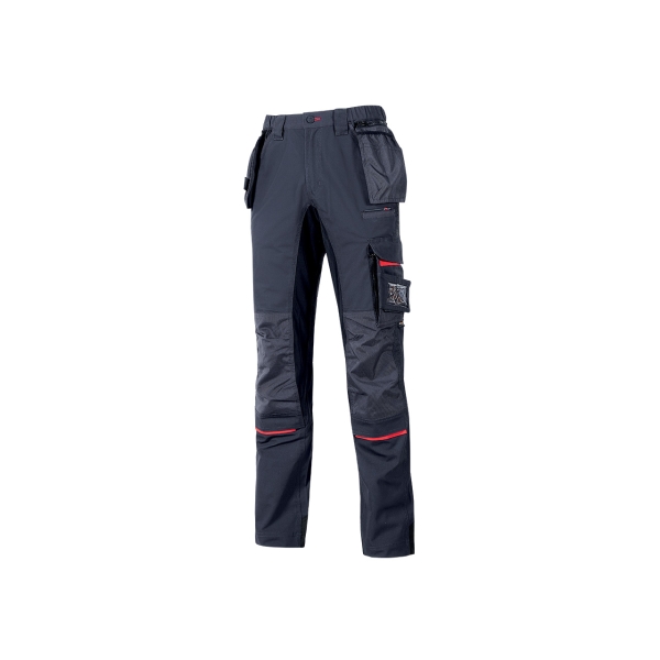 Upower Race Pantalon de Alta Calidad - Talla 54 - Multiples Bolsillos Desmontables, Refuerzos en Cordura, Paneles Elasticos, Proteccion DPI1, Detalles Reflectantes, Ajuste Ergonomico - Color Azul Marino