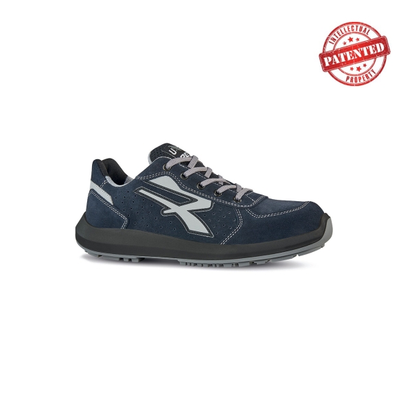 Upower Nash S ESD Calzado de Seguridad Bajos - Talla 46 - Gamuza Perforada, Puntera de Aluminio, Antideslizante, Suela PU/PU High Rebound, Proteccion S1PS FO SR - Color Azul Oscuro