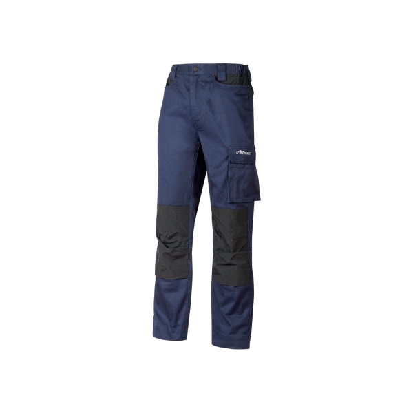 Upower Mallorca Pantalon de Trabajo Ergonomico - Talla 4XL - Algodon Elastico, Cintura Elastica, Multiples Bolsillos, Refuerzos Estrategicos, Detalles Reflectantes, Triple Costura - Color Azul Oscuro Westlake