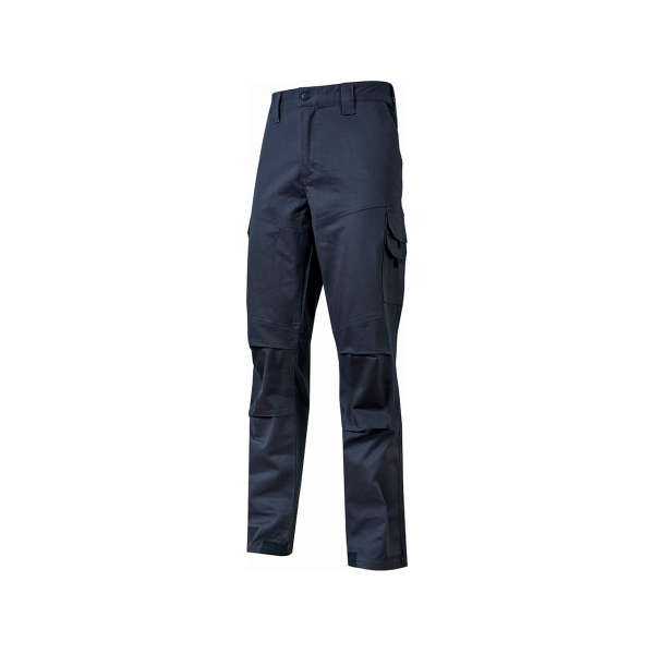 Upower Belgrado Pantalon de Trabajo Resistente - Talla 5XL - Tela Elastica, Multiples Bolsillos, Cintura Elastica, Proteccion Lumbar, Rodillas Preformadas, Costuras Reforzadas, Lavable a 60° - Color Azul Oscuro Westlake