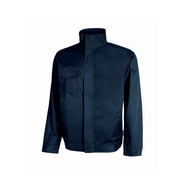 Upower Sofia Cazadora de Trabajo Resistente - Talla L - Tejido Mechanical Stretch, Lavable a Alta Temperatura, Bolsillos con Cierre, Puños Ajustables, Tirador Portacredenciales - Color Azul Oscuro Westlake