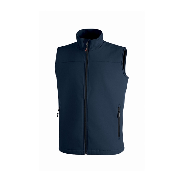 Upower Dublino Chaleco de Trabajo Soft Shell - Talla 2XL - Transpirable, Antiviento, Repelente al Agua, Multibolsillos con Cremallera, Ajuste Personalizado con Cordon - Color Azul Oscuro Westlake