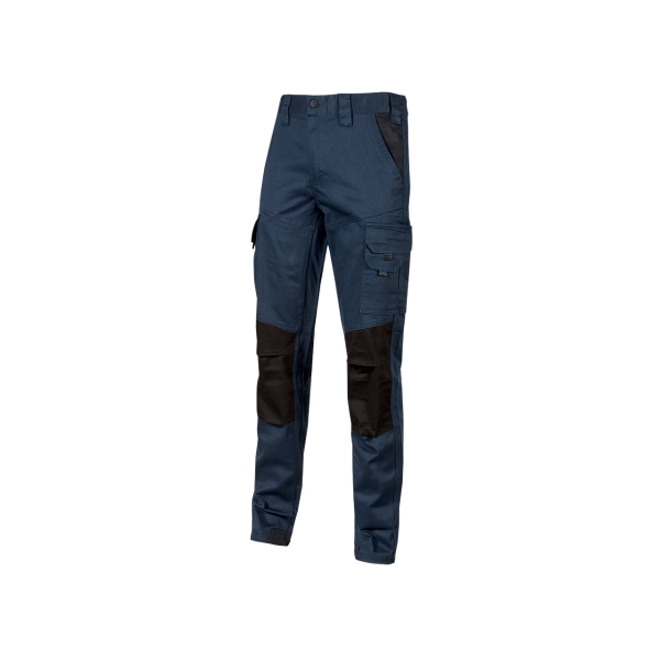 Upower Majo Pantalon de Trabajo - Talla S - Comodidad y Resistencia, Algodon Elastico, Multiples Bolsillos, Proteccion Lumbar, Detalles Reforzados, Cinta Reflectante - Color Azul Oscuro Westlake