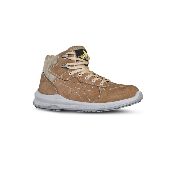 Upower Rebel S ESD Calzado de Seguridad Confortables - Talla 37 - Piel Nubuck Hidrofuga, Puntera Airtoe Composite, Antiperforacion, Suela Antideslizante, Proteccion Frio - Color Beige