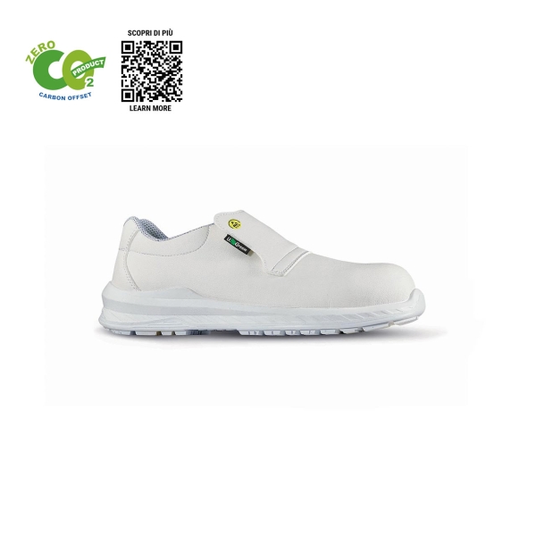 Upower Cliff O ESD Calzado de Seguridad Carbon Neutral - Talla 47 - Parte Superior Resistente al Agua, Puntera Ultraligera, Proteccion S2 FO SR - Color Blanco